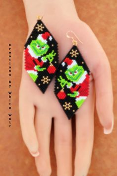 Grinch Earrings Beaded Christmas Earrings the Grinch Dr. Seuss Earrings Handmade Earrings - Etsy Canada Grinch Earrings, Earrings Beaded, Christmas Earrings, Earrings Etsy, Dr Seuss, Handmade Earrings, Grinch, Earrings Handmade, Beaded Earrings