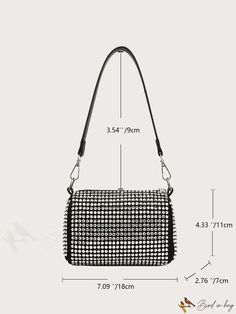 BirdinBag - Mini Rhinestone Chain Square Bag - Elegant Mothers Day Gift for Mom Rectangular Shoulder Bag With Rhinestone Rivets For Everyday Use, Chic Rectangular Rhinestone Shoulder Bag, Trendy Rectangular Shoulder Bag With Rhinestones, Chic Rectangular Shoulder Bag With Rhinestones, Elegant Shoulder Bag With Rhinestone Rivets, Elegant Shoulder Bag With Rhinestone Rivets For Everyday Use, Elegant Rhinestone Riveted Shoulder Bag For Everyday Use, Evening Rectangular Bags With Rhinestone Rivets, Rectangular Shoulder Bag With Rhinestones For Everyday