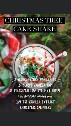 a christmas tree cake shake with whipped cream and sprinkles