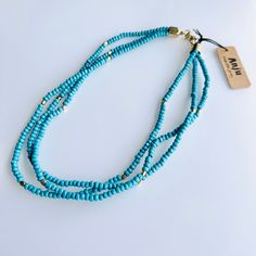 Beautiful handcrafted necklaces, earrings, and bracelets. Available in multiple styles. Hand-strung Multi-strand Turquoise Necklace Gift, Unique Multi-strand Turquoise Jewelry, Adjustable Multi-strand Turquoise Necklace Gift, Unique Turquoise Multi-strand Jewelry, Turquoise Multi-strand Hand-strung Jewelry, Handmade Adjustable Blue Turquoise Necklace, Adjustable Turquoise Hand-strung Beaded Necklace, Handmade Adjustable Turquoise Necklace As Gift, Elegant Multi-strand Turquoise Necklace Gift