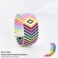 a colorful bracelet is shown on a white background