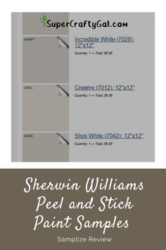 Samplize paint samples Peel And Stick Paint Samples, Shoji White, Sherwin Williams Colors, Paint Samples, Sherwin Williams, The Incredibles, Paint