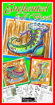 an adult coloring book with pictures of shoes and the title, saltine on ice