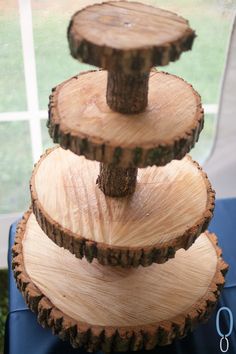 three wooden slices stacked on top of each other