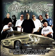 the album cover for brown pride's soulfests featuring various men standing in front of a gold car