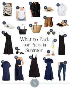 Get the ultimate packing list for a Parisian summer, with tips on what to bring for a perfect visit including comfortable walking shoes. Paris Summer Outfits, Paris In Summer, Paris In The Summer, Parisian Summer, Ultimate Packing List, Short Long Dresses