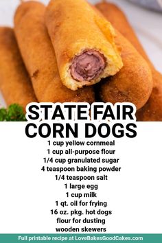 the state fair corn dogs recipe is shown