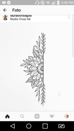 a drawing of a sunflower on a white paper with the words foto in it