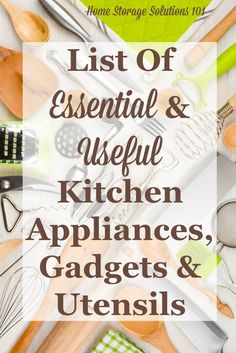 the list of essential and useful kitchen appliances and utensils