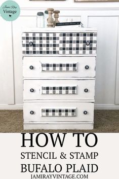 how to stencil and stamp buffalo plaid drawers