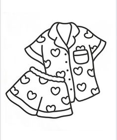 a dress with hearts on it is outlined in black and white, as well as the outline