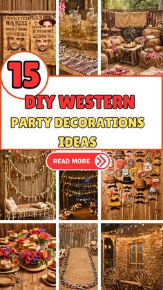 a collage of pictures with the words diy western party decorations ideas