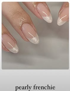 Natural Minimalist Nails, Miley White Nails, Cute Nails For Wedding Guest, Round Nails Acrylic Long, Grad Acrylic Nails, Iridescent French Tip Nails Acrylic, Japanese French Nails, Neutral Nails Bride, From Square To Almond Nails