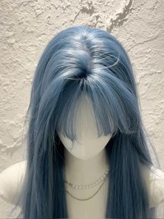 Blonde And Aquamarine Hair, Halo Blue Hair, Light Blue Hair With Dark Roots, Light Blue Grey Hair, Frosty Blue Hair, Icy Blue Hair Color, Blue Silver Hair Color, Brown And Light Blue Hair, Hair Colours For Blue Eyes