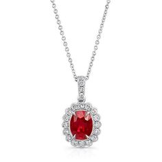 METAL SPECIFICATIONS Metal Name: White Gold 14K STONE SPECIFICATIONS Stone Name : Ruby and Diamond Stone Cut : Oval and Round Stone Details : There is one ruby in the center of approx. 3.00 carats (Approx. Size 11.4 x 7.5 mm) and approx. 0.30 carats smaller diamonds on the side. Natural earth mined stones. Total Stone Weight : approx. 3.30 carats Color : Red/F Clarity : AAA/VVS1 PENDANT SPECIFICATIONS Appraised Value : $7900.00 Comes with Cert Comes with 16" chain (can do a different chain lengt Ladies Necklace, Claw Necklace, Solitaire Diamond Pendant, Diamond Earrings Studs Round, Dainty Diamond Necklace, Round Diamond Engagement Rings, White Gold Diamond Rings, Ruby Diamond, Red Ruby