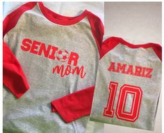 Senior Mom Shirt - Senior Soccer Mom - Senior Night Shirt - Proud Graduate Shirt - Graduation Mom Sh Customizable Long Sleeve T-shirt For School Spirit, Red Long Sleeve Tops With Custom Print, Customizable Long Sleeve Sporty Tops, Customizable Sporty Long Sleeve Tops, Sporty Customizable Long Sleeve Tops, School Spirit Long Sleeve Shirt With Letter Print, Long Sleeve School Spirit Shirt With Letter Print, Long Sleeve Tops With Name Print For Team Spirit, Customizable Long Sleeve Red T-shirt