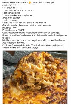 an image of a recipe for macaroni and cheese casserole