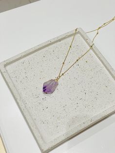 Skinny chain necklace with amethyst stone pendant Minimalist Amethyst Jewelry For Jewelry Making, Elegant Purple Chain Necklace For Gift, Gemstone Pendant Chain Necklace As Gift, Amethyst Crystal Necklaces With Gemstone Accents For Jewelry Making, Lavender Amethyst Necklaces For Jewelry Making, Gold Amethyst Jewelry With Delicate Chain, Purple Amethyst Pendant Crystal Necklace, Lavender Amethyst Pendant Jewelry, Elegant Purple Amethyst Drop Necklace