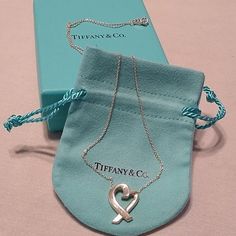 925Comes with Tiffany pouch and box as shown Silver Heart Necklace With Gift Box, Silver Jewelry In Original Box For Anniversary, Loving Heart, Tiffany And Co, Station Necklace, Tiffany & Co., 925 Sterling Silver, Pouch, Sterling Silver