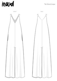 the front and back view of a jumpsuit sewing pattern