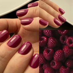 Raspberry Nail Polish, Dark Raspberry Nails, Deep Berry Nails, Shellac Nails Autumn, Berry Color Nails, Raspberry Red Nails, Raspberry Color Nails, Raspberry Nails Design, Berry Nail Color