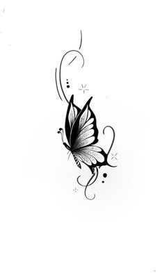 a black and white drawing of a butterfly