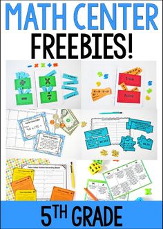 the 5th grade math center is filled with freebies for students to practice their skills