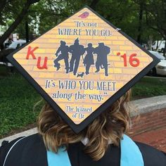 a person wearing a graduation cap with the words, it's not where you go