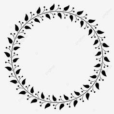 a black and white circular frame with leaves on the edges, circle, border png and psd