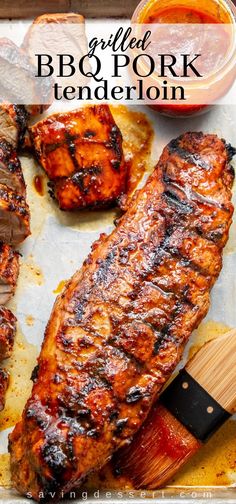 grilled bbq pork tenderloin with barbecue sauce