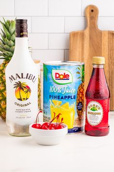 ingredients for pineapple punch sitting on a counter