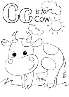 the letter c is for cow coloring page