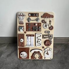 a clock made out of different types of objects