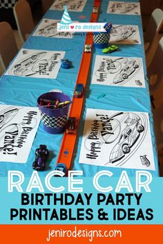 race car birthday party printables and ideas for the kids to play around with