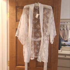 Victoria's Secret White Bridal Robe Nwt Lace/ Satin Trim Robe Victoria's Secret White Lace Sleepwear, White Lace Sleepwear By Victoria's Secret, Victoria's Secret White Sleepwear For Wedding Night, Elegant Lace Sleepwear By Victoria's Secret, White Bridal Robe, Bridal Robe, Bridal Robes, White Bridal, Sleepwear Robe