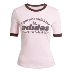 (WMNS) adidas originals Retro Graphic Tee 'Pink' IR6087 Lock Logo, Adidas Retro, Adidas Tee, Retro Graphic Tees, Model Call, Pink Adidas, Adidas Online, Retro Vibe, Retro Design