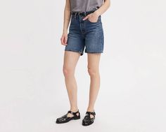 The first ever jean shorts. Modeled after the 501® Original jeans, these Mid-Thigh Shorts were made with our iconic vintage-inspired fit, a flattering high rise and a longer inseam. To this day, they’ve never gone out of style. And they never will. The first-ever jean shorts, updated with a waist-defining high rise and longer length A universally-flattering summer essential Hits mid-thigh for a versatile style This lightweight garment is made from supersoft, ultra-comfortable fabric Guaranteed t Mid Thigh Shorts, Levi's 501, Jeans Bootcut, Levis Women, Summer Essentials, Capsule Wardrobe, Women's Shorts, Jean Shorts, Levi's