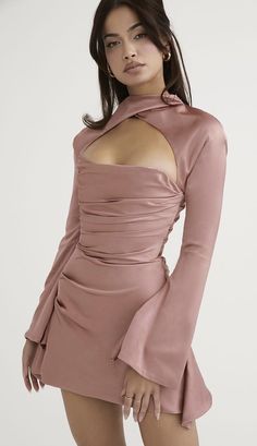 Winter Cocktail Dress, House Of Cb Dresses, Flare Long Sleeve, Corset Mini Dress, Clubwear Dresses, Mini Dresses For Women, House Of Cb, Satin Mini Dress, Mini Dresses Summer