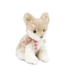 a small stuffed animal with a red and white checkered tie