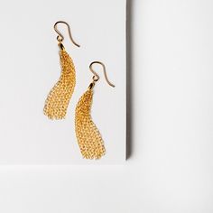 Delicate 14K gold-fill & vermeil fringe lightweight tassel earrings. 2" in length 14kt Gold, Tassel Earrings, Gold Filled, Tassels, Gold