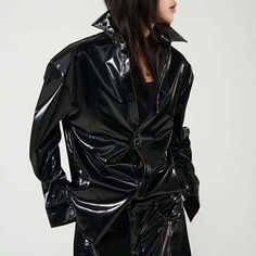 Fleece-Lined PU Leather Glossy Jacket - Wnkrs Pu Leather Jacket, Polished Look, Semi Formal, Piece Of Clothing, Snug Fit, Classic Design, Pu Leather, Night Out, Everyday Wear