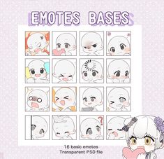 an anime character's emotions and expressions for emotes bases