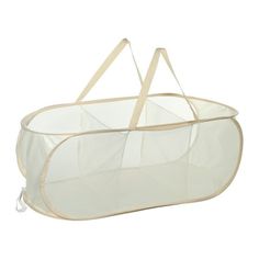 a large clear bag with handles and straps on the bottom, sitting in front of a white background