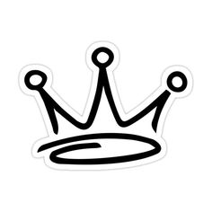 a black and white crown sticker on a white background