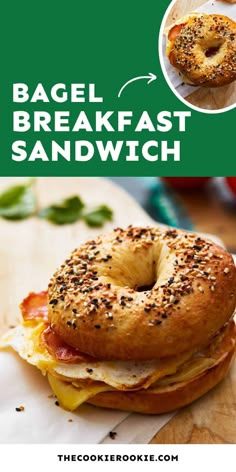 This bagel breakfast sandwich has everything you need to start your day! Eggs, bacon, and melty cheese come together in just 20 minutes. Get the recipe now! Bacon Egg And Cheese Bagel, Egg And Cheese Bagel, Bacon And Egg Sandwich, Bagel Breakfast, Bagel Breakfast Sandwich, Delicious Breakfast Casserole, Christmas Breakfast Recipe, Quick Lunch Recipes, The Cookie Rookie