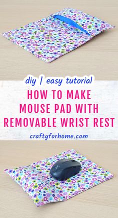 Easy sewing craft tutorial to sew a DIY mouse pad with wrist rest. Fill the removable pouch with uncooked rice or polyfill stuffing. It is a great sewing project from fabric scraps. Diy Fabric Crafts To Sell, Gamer Sewing Projects, Stuff To Sew And Sell, Sewing Household Items, Quick And Easy Sewing Projects To Sell, Crochet Mouse Pad, Easy Sewing Gifts To Make