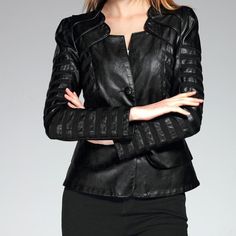 Add a touch of ultimate patch design to your style with this gorgeous modern jacket. The synthetic leather and polyester made moto and biker women coat is wide waisted with a regular shirt length and full sleeves. The FTLZZ branded jacket has a beautifully designed stand up collar and a modern single-breasted closure type. Silky Shirt, Pu Jacket, Parka Women, Leather Jacket Style, Shirts Women Fashion, Women Jacket, Sweater Dress Women, Jacket Long, Lady Biker