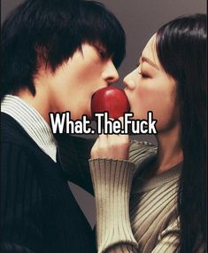 two people kissing each other with the caption what the f k? on it