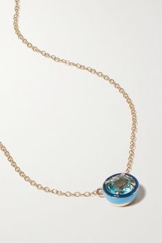 Alison Lou's jewelry is meant to be stacked, so layer this necklace with other pieces from the designer's collection. Beautifully handcrafted from 14-karat gold, it's centered with a blue topaz pendant surrounded by enamel in fresh, tonal hues. Luxury 14k Gold Faceted Necklaces, Luxury Faceted 14k Gold Necklaces, Luxury 14k Gold Faceted Necklace, Fine Jewelry Yellow Gold Blue Topaz, Faceted Blue Topaz Yellow Gold Jewelry, Yellow Gold Blue Topaz Pendant Jewelry, Yellow Gold Blue Topaz Pendant, Yellow Gold Blue Topaz Round Pendant, Fine Jewelry Oval Topaz Necklaces