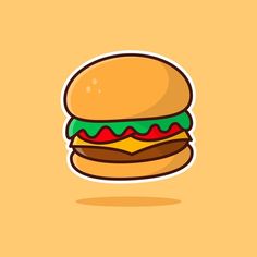 a hamburger sticker on a yellow background